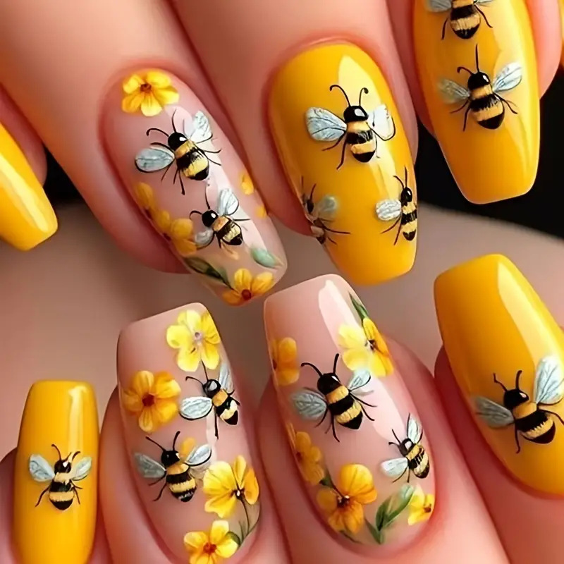 24 unids/set de uñas postizas  - Pressed Flower Art reseña y precio