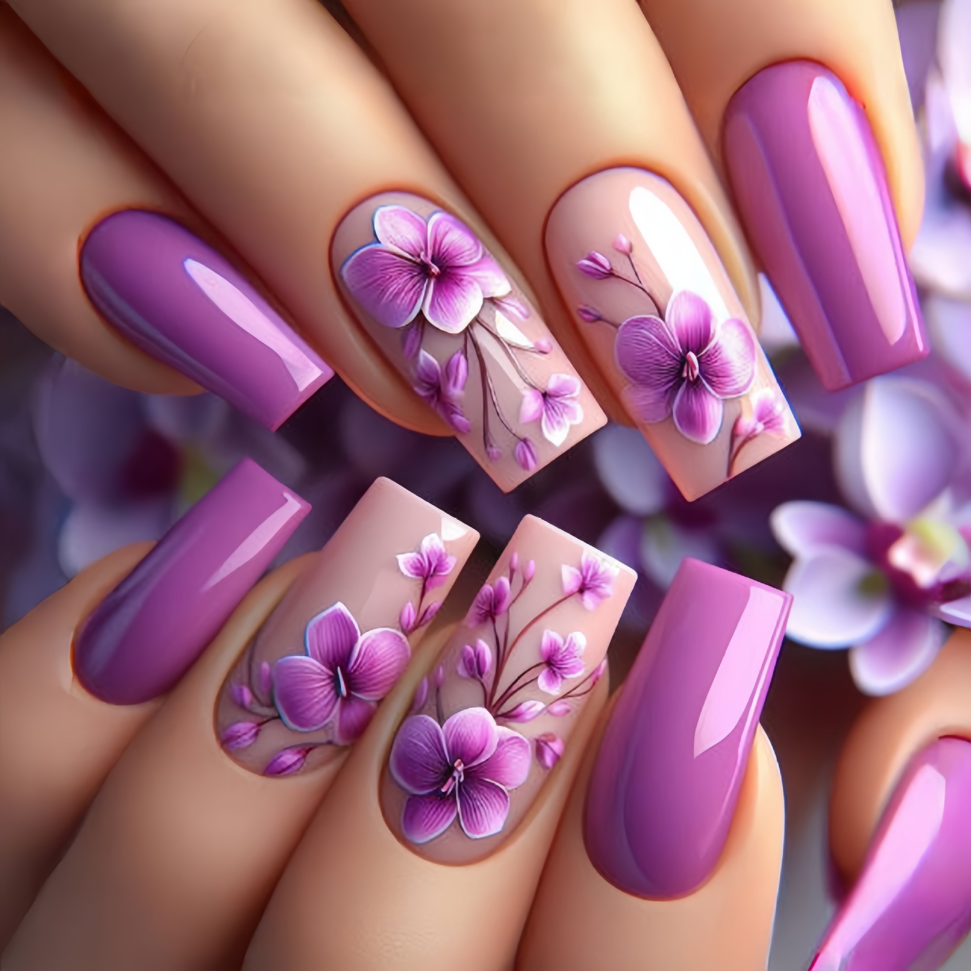 24 unids/set de uñas postizas  - Pressed Flower Art reseña y precio