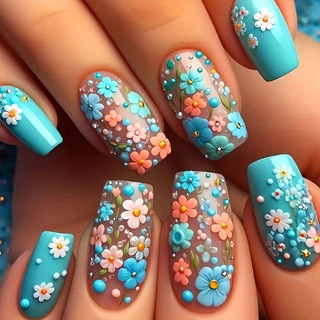 24 unids/set de uñas postizas  - Pressed Flower Art reseña y precio