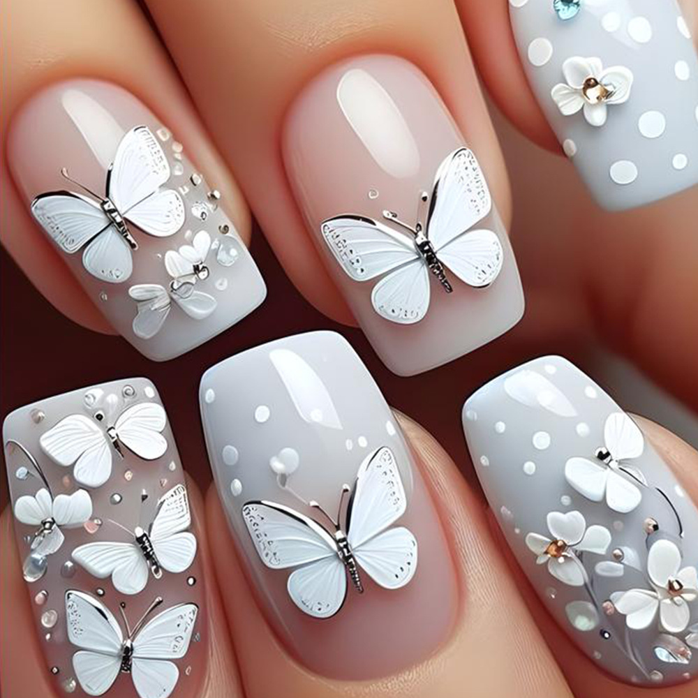 24 unids/set de uñas postizas  - Pressed Flower Art reseña y precio