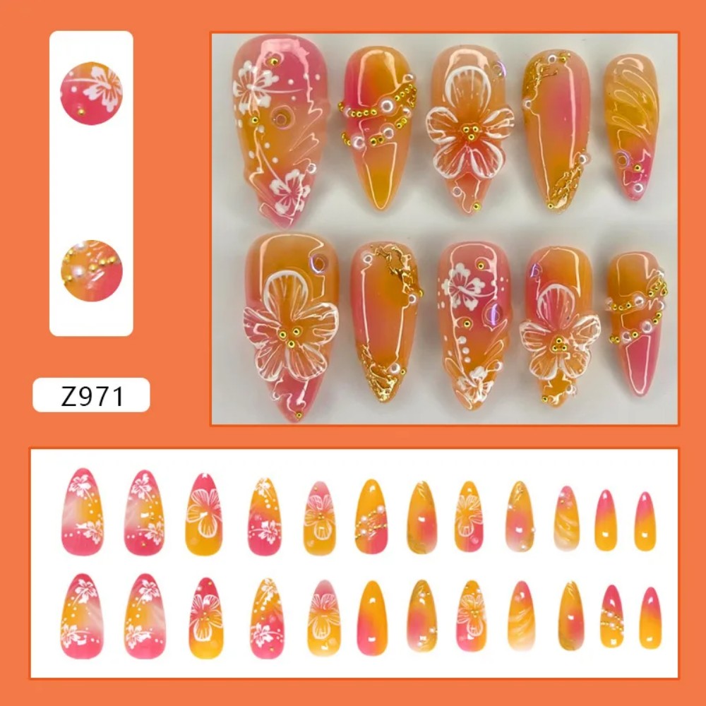 24 Uñas Postizas Almendradas e - Pressed Flower Art reseña y precio