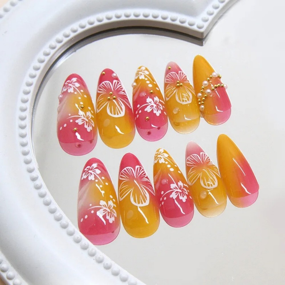 24 Uñas Postizas Almendradas e - Pressed Flower Art reseña y precio