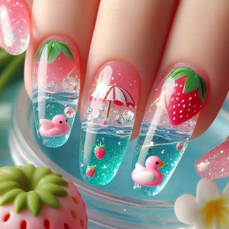 24 unids/set uñas postizas de  - Pressed Flower Art reseña y precio