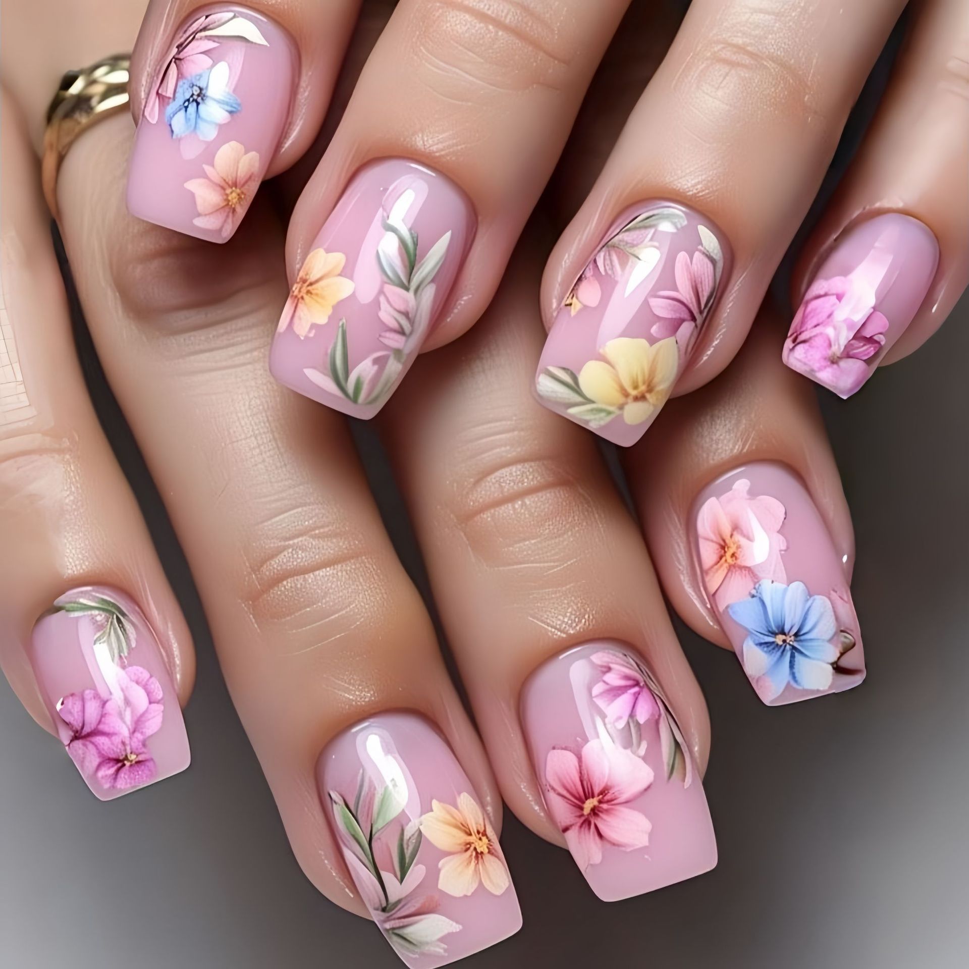 Uñas postizas medianas para mu - Pressed Flower Art reseña y precio