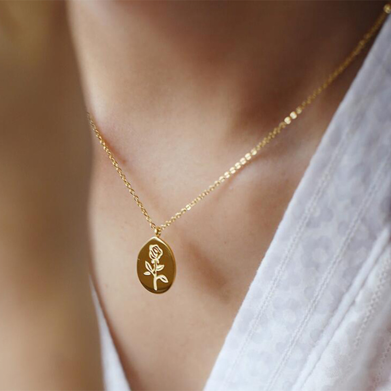 Collares de acero inoxidable p - Birth Flower Necklace reseña y precio