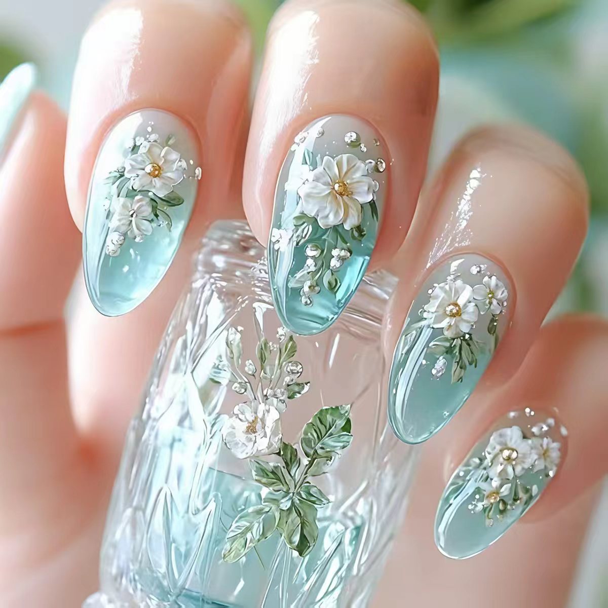 Uñas postizas medianas para mu - Pressed Flower Art reseña y precio