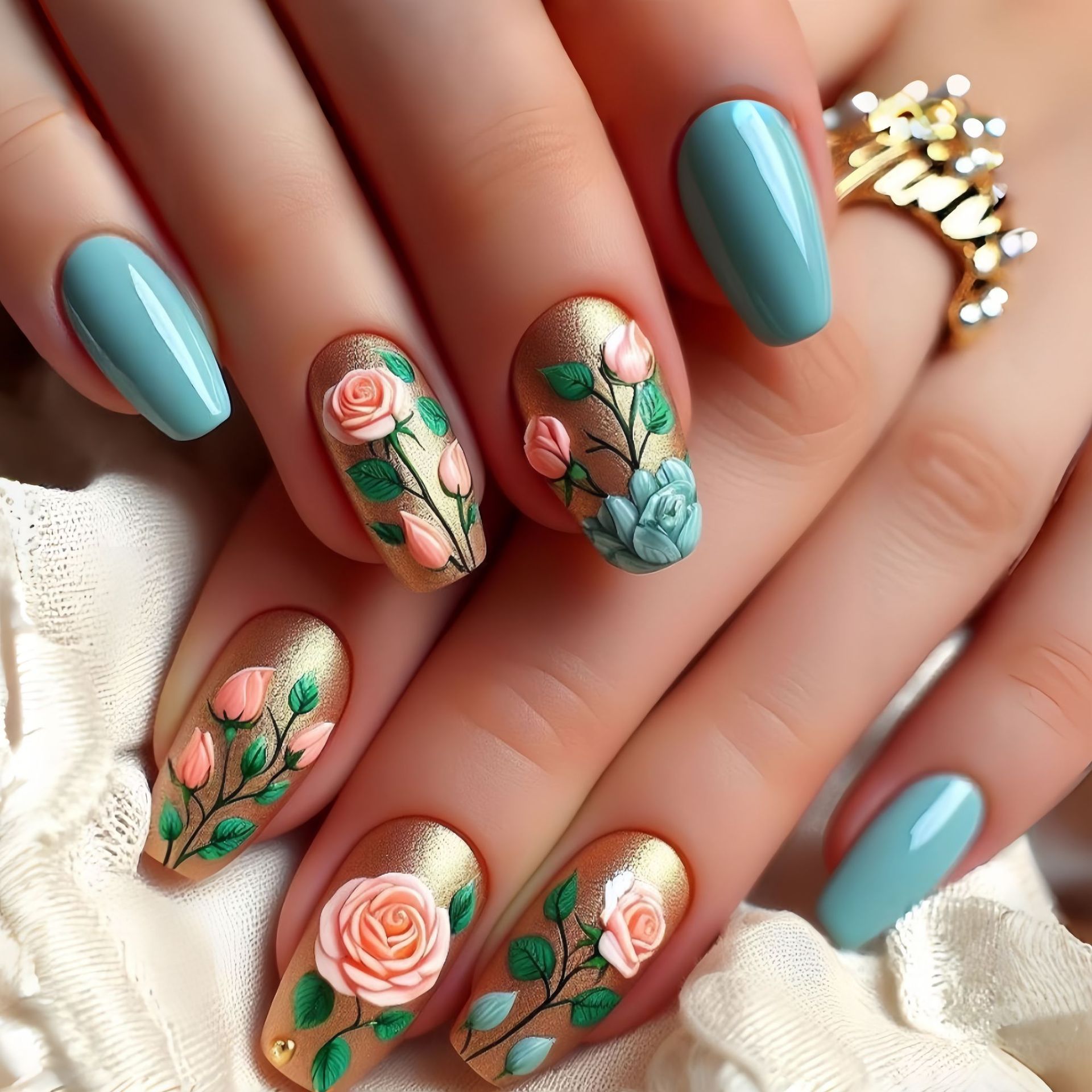 Uñas postizas medianas para mu - Pressed Flower Art reseña y precio